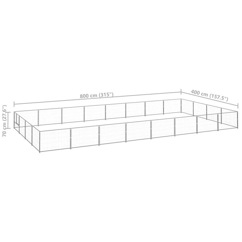 vidaXL ezüstszínű acél kutyakennel 32 m²