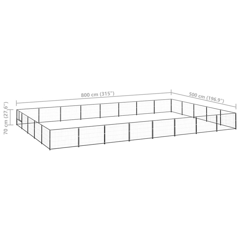 vidaXL fekete acél kutyakennel 40 m²