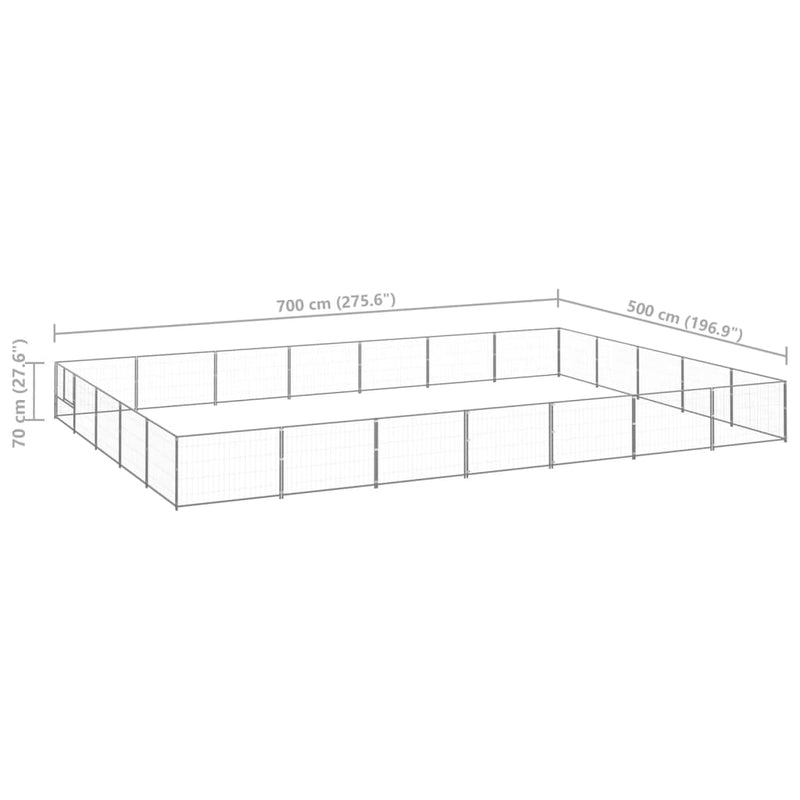 vidaXL ezüstszínű acél kutyakennel 35 m²