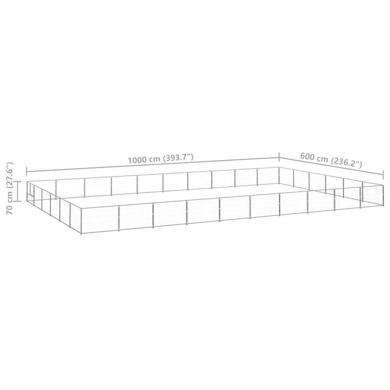 vidaXL ezüstszínű acél kutyakennel 60 m²