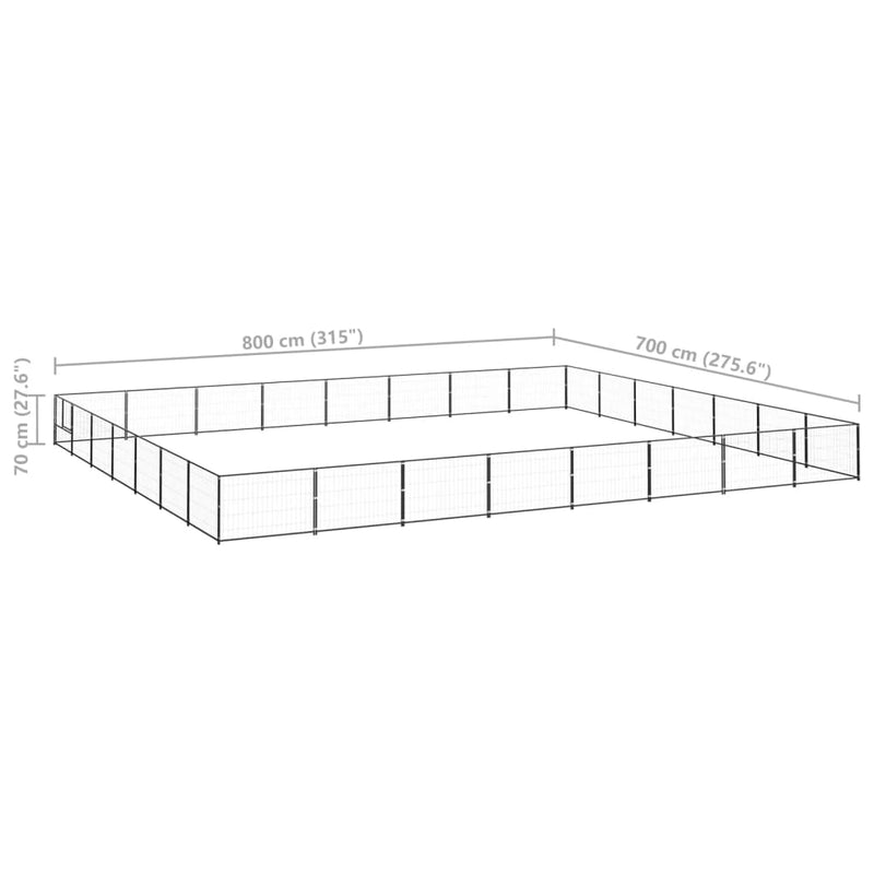 vidaXL fekete acél kutyakennel 56 m²