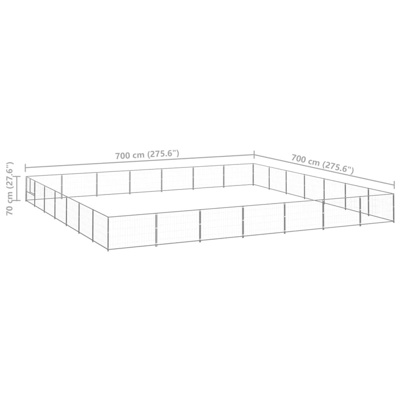 vidaXL ezüstszínű acél kutyakennel 49 m²