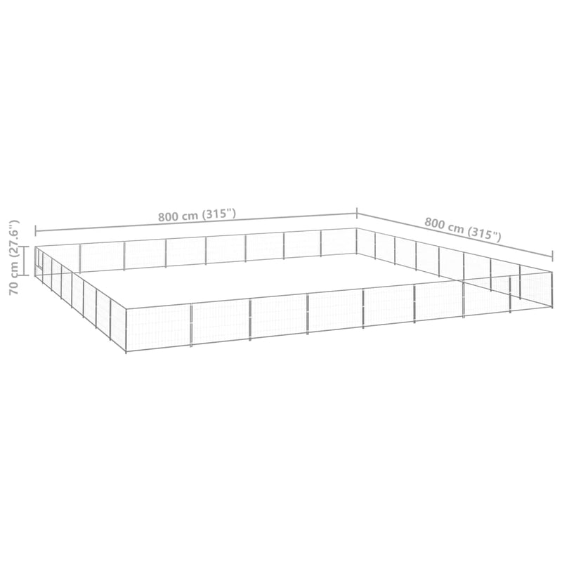 vidaXL ezüstszínű acél kutyakennel 64 m²