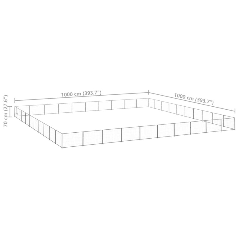 vidaXL ezüstszínű acél kutyakennel 100 m²