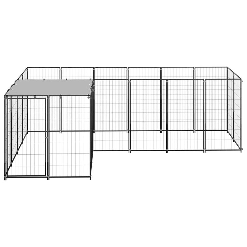 vidaXL fekete acél kutyakennel 4,84 m²