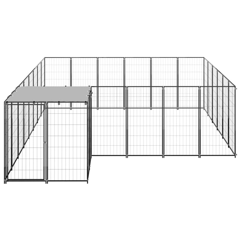vidaXL fekete acél kutyakennel 12,1 m²