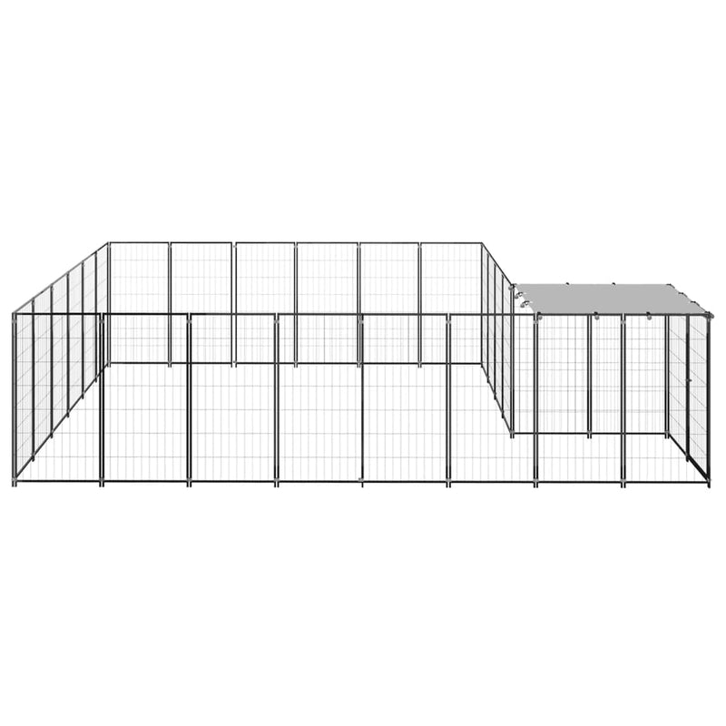 vidaXL fekete acél kutyakennel 12,1 m²