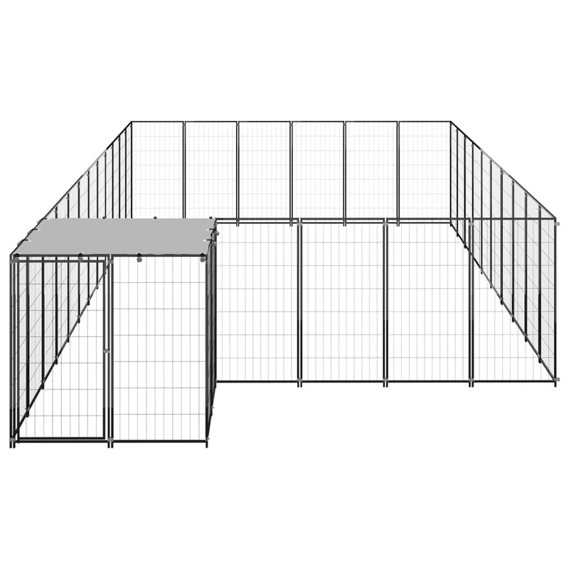 vidaXL fekete acél kutyakennel 19,36 m²