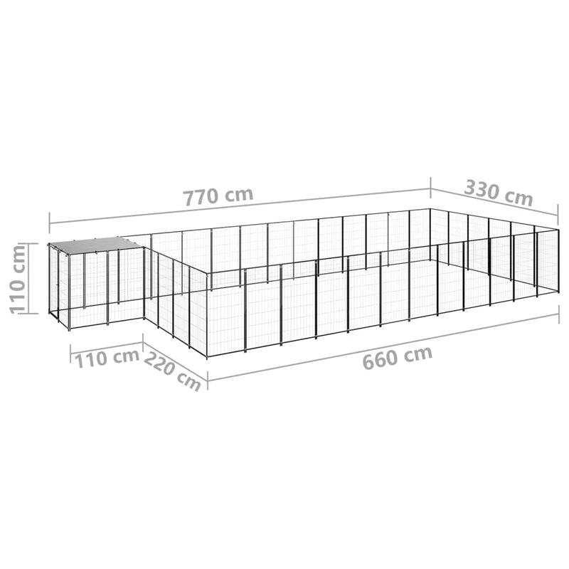 vidaXL fekete acél kutyakennel 22,99 m²