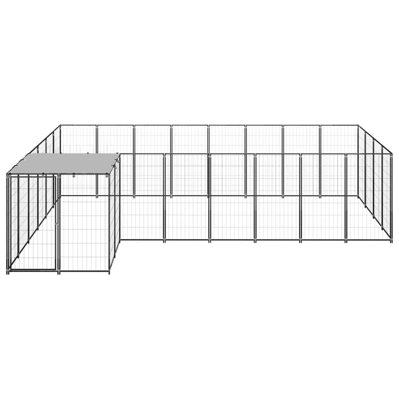 vidaXL fekete acél kutyakennel 10,89 m²