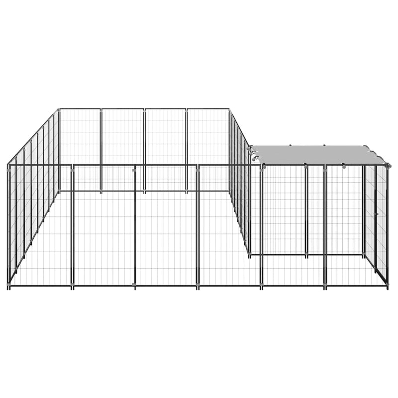 vidaXL fekete acél kutyakennel 10,89 m²
