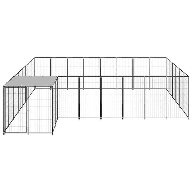 vidaXL fekete acél kutyakennel 15,73 m²