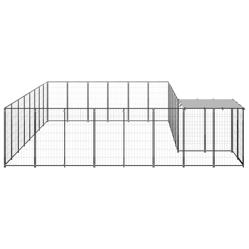 vidaXL fekete acél kutyakennel 15,73 m²