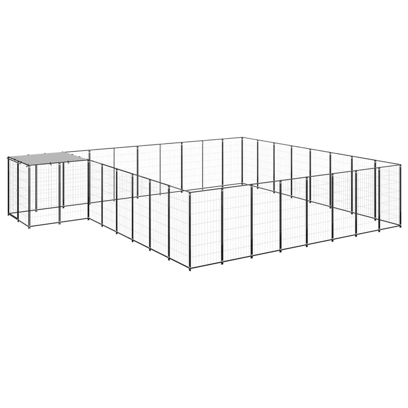vidaXL fekete acél kutyakennel 20,57 m²