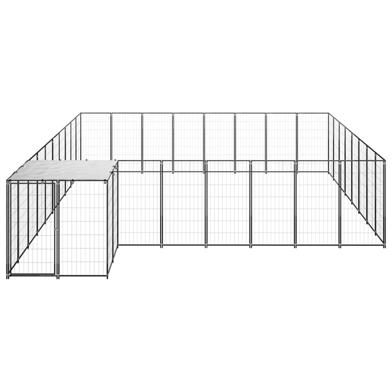 vidaXL fekete acél kutyakennel 20,57 m²