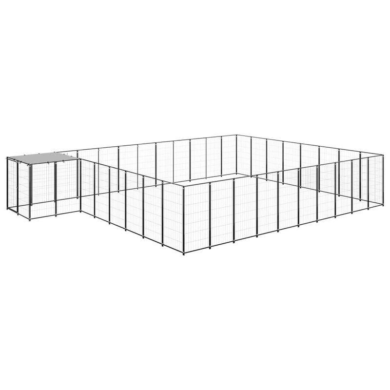 vidaXL fekete acél kutyakennel 25,41 m²