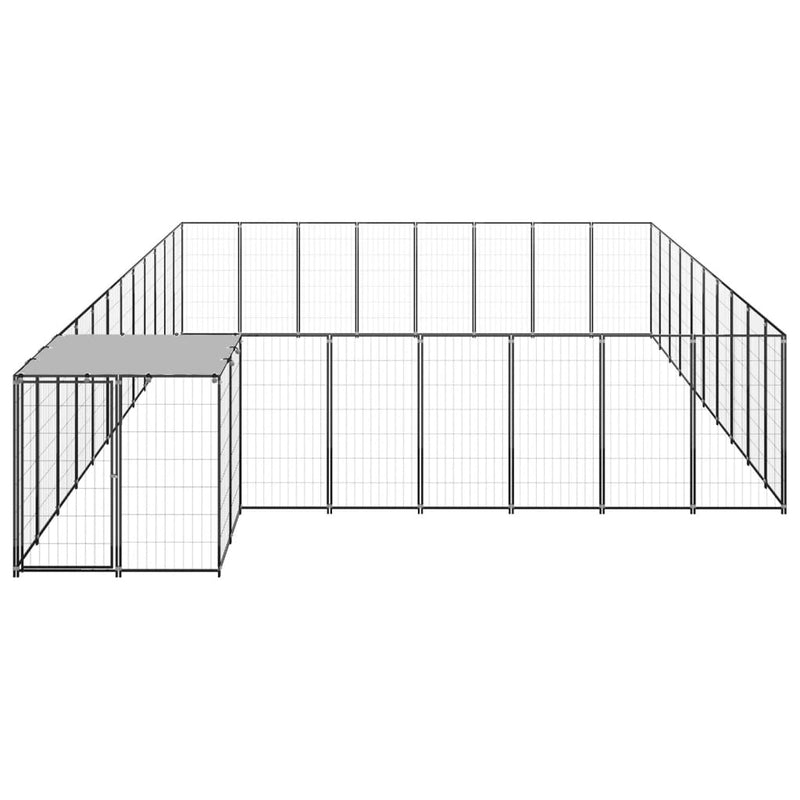 vidaXL fekete acél kutyakennel 25,41 m²