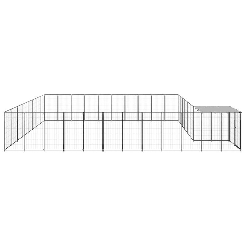 vidaXL fekete acél kutyakennel 25,41 m²