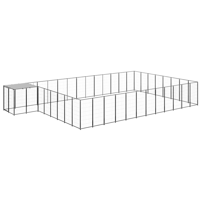 vidaXL fekete acél kutyakennel 30,25 m²