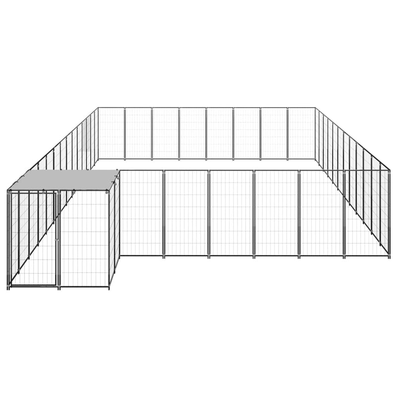 vidaXL fekete acél kutyakennel 30,25 m²