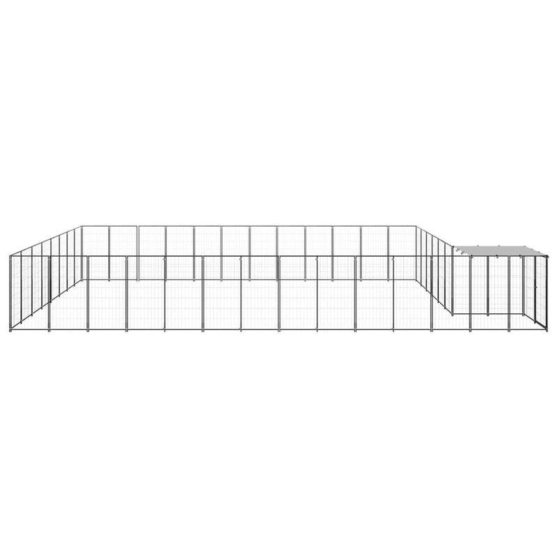vidaXL fekete acél kutyakennel 30,25 m²