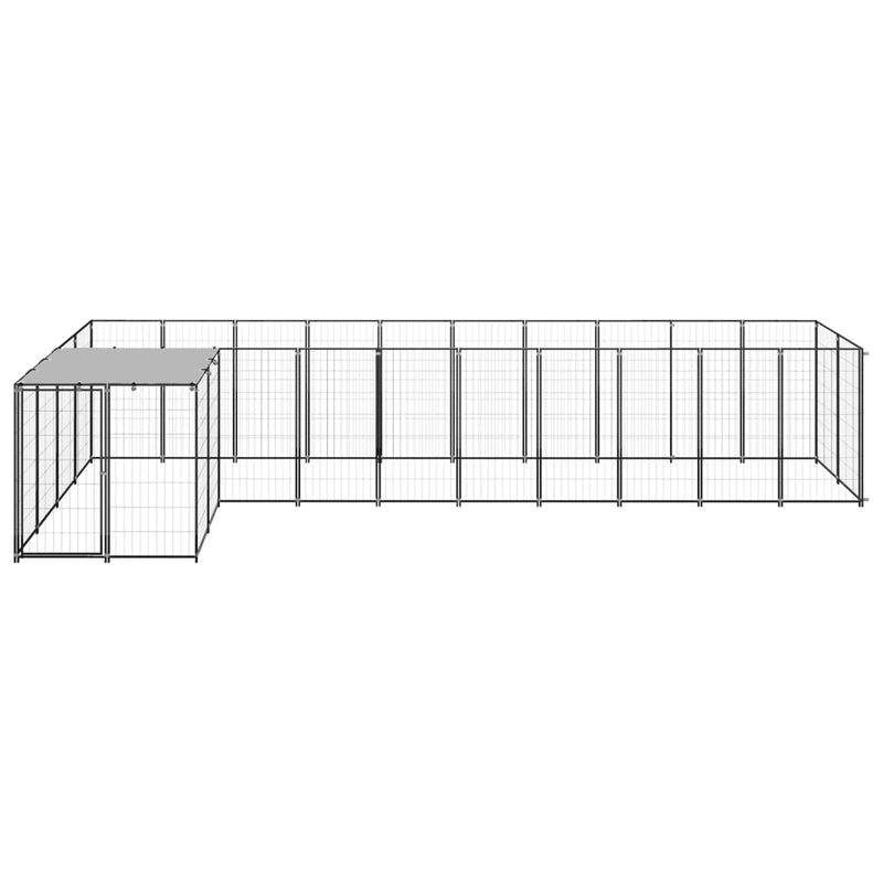 vidaXL fekete acél kutyakennel 7,26 m²