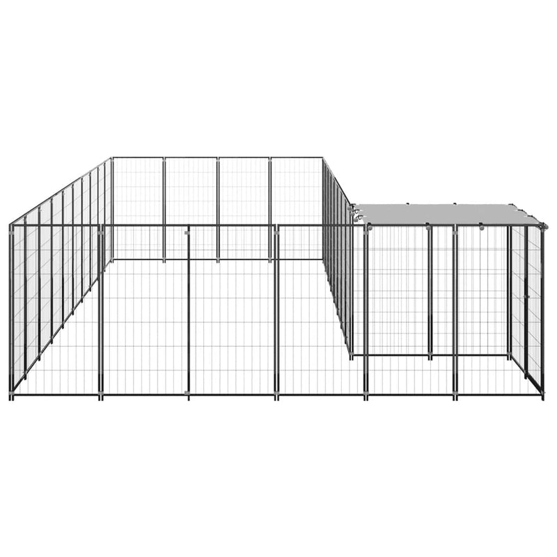 vidaXL fekete acél kutyakennel 19,36 m²