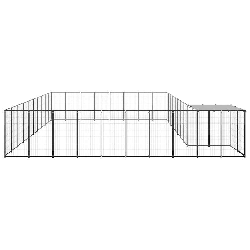 vidaXL fekete acél kutyakennel 25,41 m²