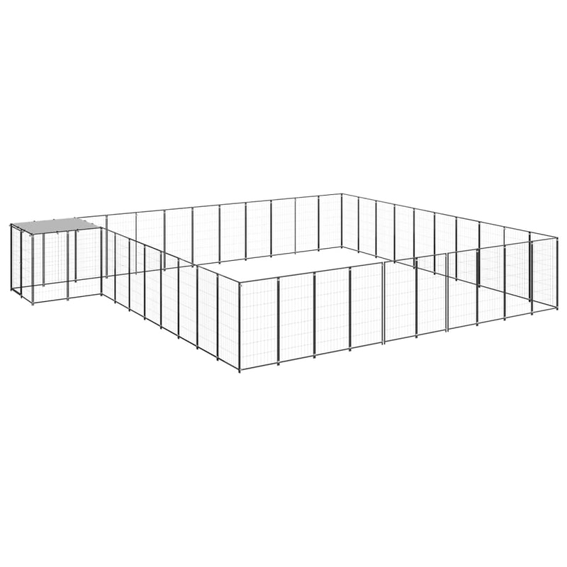 vidaXL fekete acél kutyakennel 31,46 m²