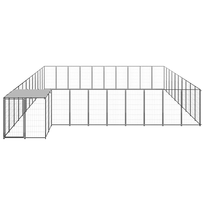 vidaXL fekete acél kutyakennel 31,46 m²