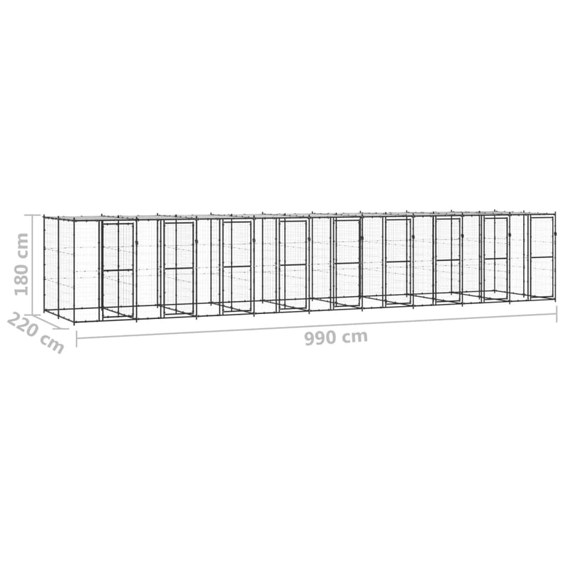 vidaXL kültéri acél kutyakennel tetővel 21,78 m²