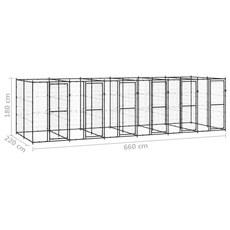 vidaXL kültéri acél kutyakennel 14,52 m²