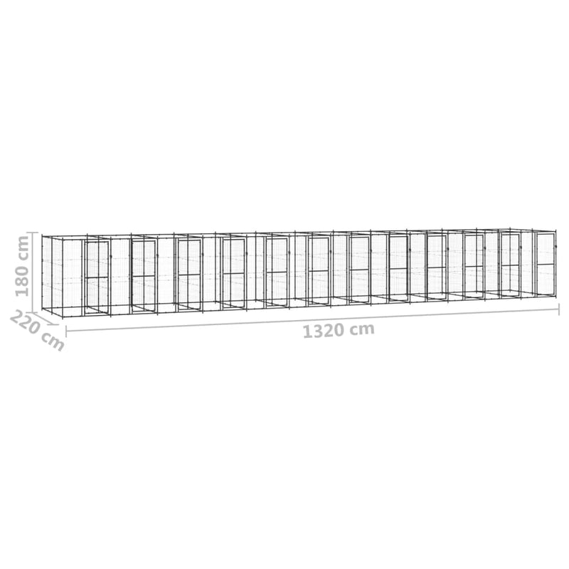 vidaXL kültéri acél kutyakennel 29,04 m²