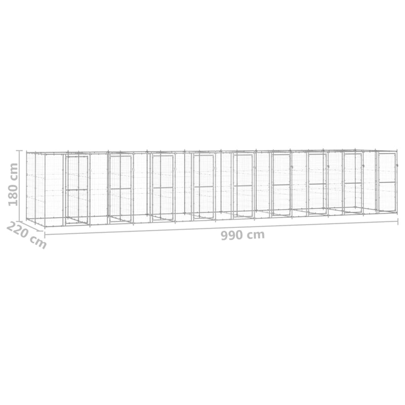 vidaXL kültéri horganyozott acél kutyakennel 21,78 m²