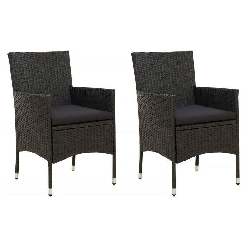 vidaXL 2 db fekete polyrattan kerti szék párnával