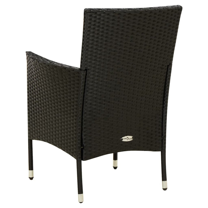 vidaXL 2 db fekete polyrattan kerti szék párnával