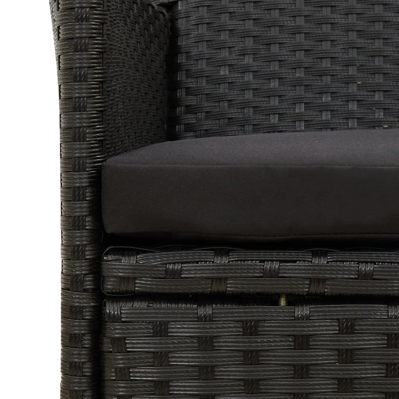 vidaXL 2 db fekete polyrattan kerti szék párnával