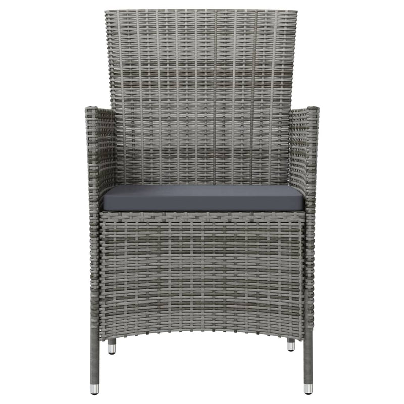 vidaXL 2 db szürke polyrattan kerti szék párnával