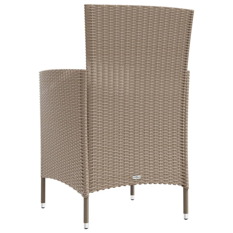 vidaXL 2 db bézs polyrattan kerti szék párnával