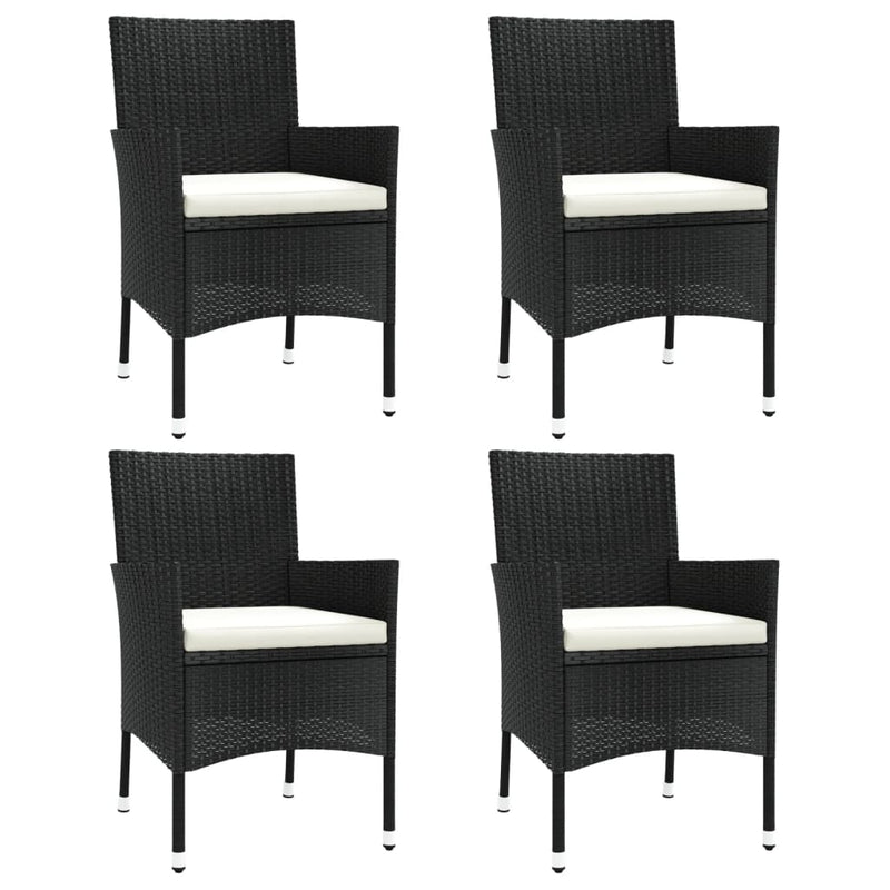 vidaXL 4 db fekete polyrattan kerti szék párnával