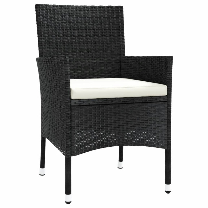 vidaXL 4 db fekete polyrattan kerti szék párnával