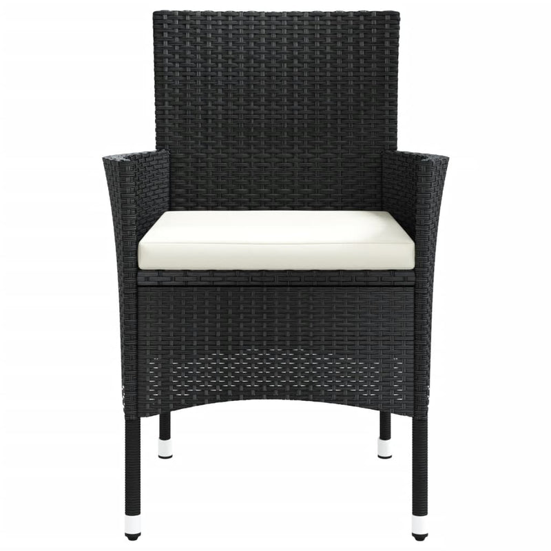 vidaXL 4 db fekete polyrattan kerti szék párnával