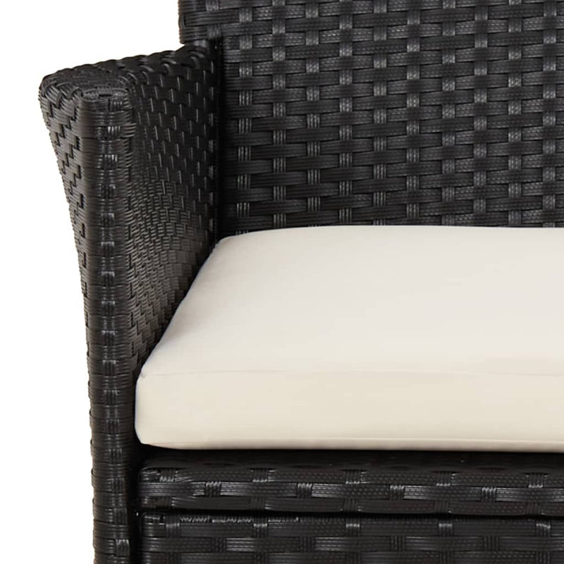 vidaXL 4 db fekete polyrattan kerti szék párnával