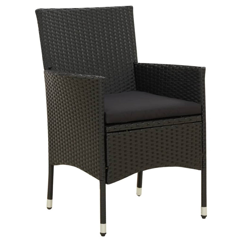 vidaXL 4 db fekete polyrattan kerti szék párnával