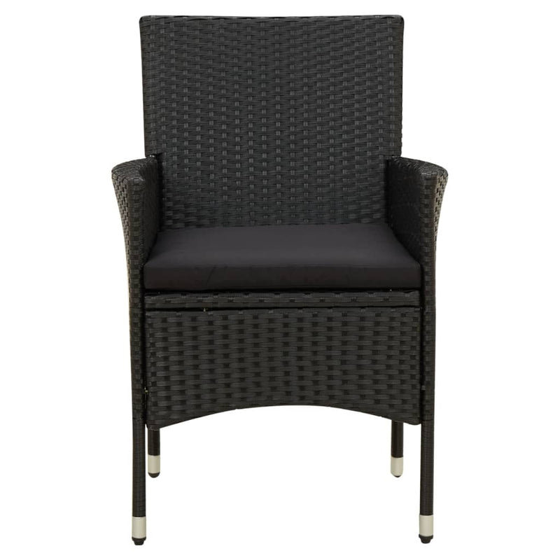 vidaXL 4 db fekete polyrattan kerti szék párnával