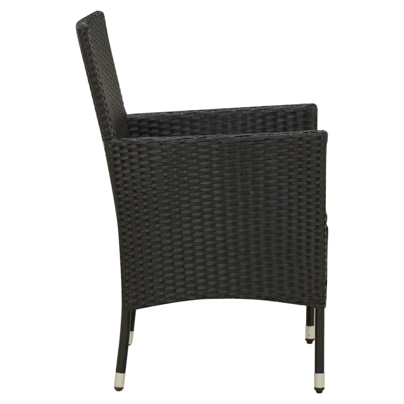 vidaXL 4 db fekete polyrattan kerti szék párnával