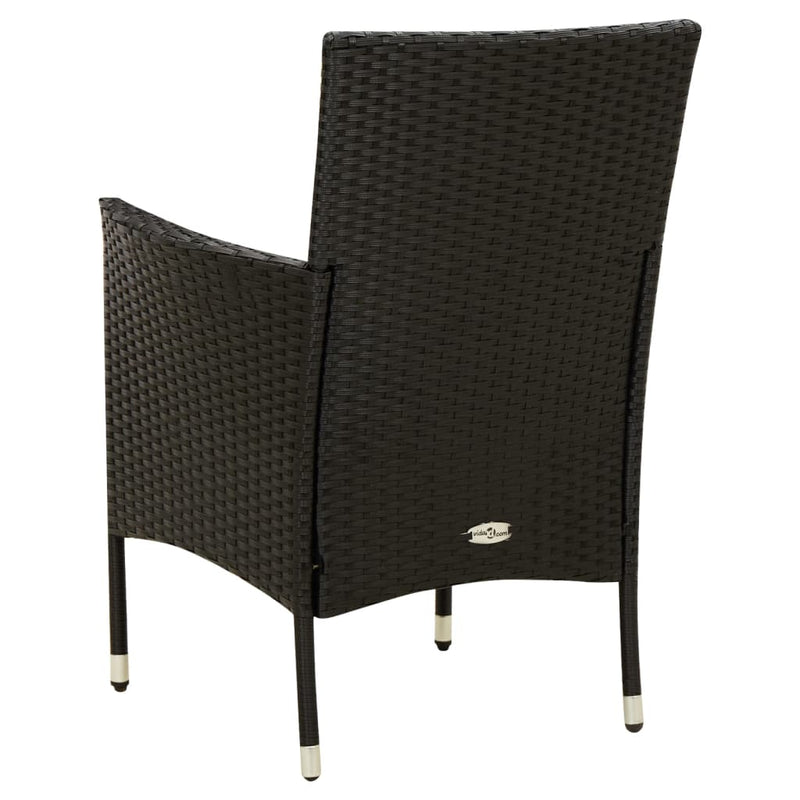 vidaXL 4 db fekete polyrattan kerti szék párnával
