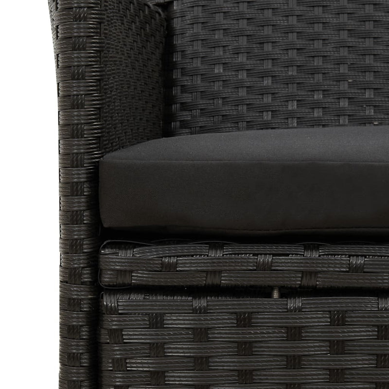 vidaXL 4 db fekete polyrattan kerti szék párnával