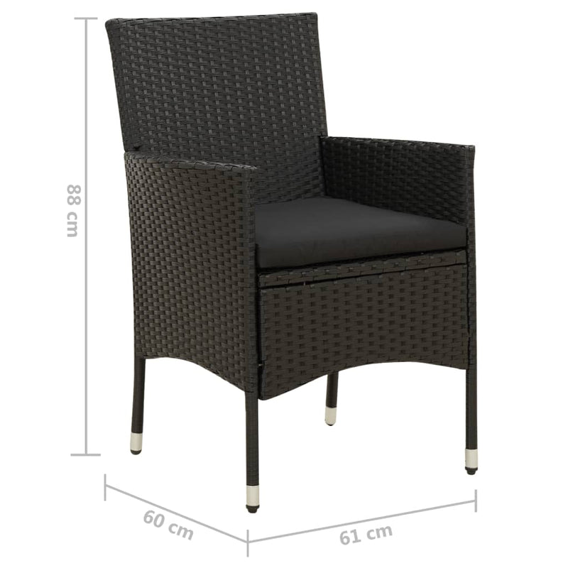 vidaXL 4 db fekete polyrattan kerti szék párnával