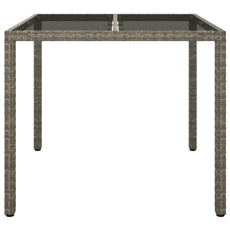 vidaXL szürke polyrattan és edzett üveg kerti asztal 90 x 90 x 75 cm